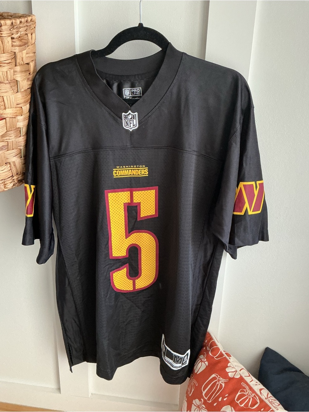 Fanatics Washington Commanders Black Jersey with Red and Gold #5 - Picture 1 of 5